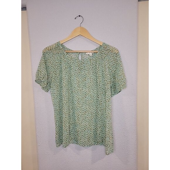 CAbi Boho Popover Chiffon Blouse Semi Sheer Short Sleeve Spring Summer Small - Picture 1 of 4